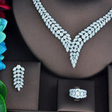 Brilliant Luxury Design White Gold Color AAAA+ Cubic Zircon 4 piece Jewelry Set - BridalSparkles
