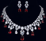 Delightful Long Necklace AAA+ Quality Cubic Zirconium Multi Crystals 1 Piece Bridal Wedding Jewelry Set