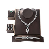 Splendid Vintage AAAA+ High Quality Cubic Zircon Diamonds 4 Piece Bridal Jewelry Jet