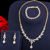 Best Seller AAAA High Quality Cubic Zirconia 3 Piece  Drop Wedding Bridal Wedding Jewelry Set - BridalSparkles