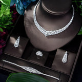 Exclusive Luxury Designer AAAA+ Cubic Zirconia Diamonds Necklace Earring Bracelet Bridal Wedding Jewelry Set