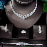 Exclusive Luxury Designer AAAA+ Cubic Zirconia Diamonds Necklace Earring Bracelet Bridal Wedding Jewelry Set - BridalSparkles