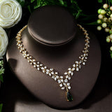 Charming Green Water Drop Gold Color AAA+ Cubic Zirconia Diamonds Wedding Jewelry - BridalSparkles