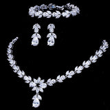 Luxury AAA+ Quality Zircon Diamond Crystals 3 Piece Bridal Wedding Jewelry Set - BridalSparkles