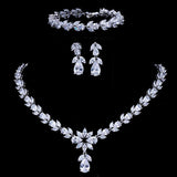 Luxury AAA+ Quality Zircon Diamond Crystals 3 Piece Bridal Wedding Jewelry Set - BridalSparkles