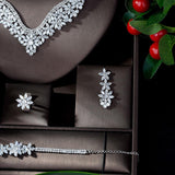 Glamorous Designer  AAAA+ Cubic Zircon Diamonds 4 piece Wedding Jewelry Wedding Bridal Set - BridalSparkles