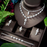 Adorable Designer AAAA+ Cubic Zirconia Diamonds Pearls 4 piece Wedding Bridal Jewelry Set