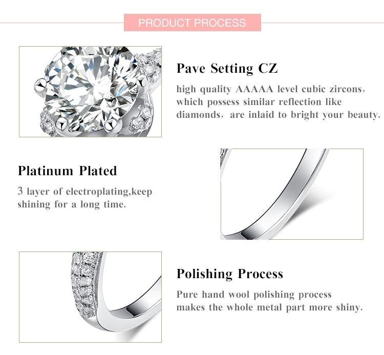 Classic AAAA Quality Zircon 925 Sterling Silver wedding Ring - BridalSparkles