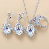 Appealing AAA+ Quality Multi Color Crystal Wedding Necklace Ring And Earrings Bridal Jewelry Sets - BridalSparkles