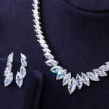 Top Quality Marquise Cut AAAA Cubic Zirconia Diamonds Wedding Necklace and Earrings Bridal Jewelry Set - BridalSparkles