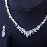 Top Quality Marquise Cut AAAA Cubic Zirconia Diamonds Wedding Necklace and Earrings Bridal Jewelry Set - BridalSparkles