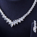 Top Quality Marquise Cut AAAA Cubic Zirconia Diamonds Wedding Necklace and Earrings Bridal Jewelry Set - BridalSparkles