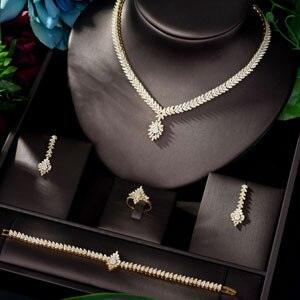 Latest Fashion Amazing AAA+ Cubic Zirconia Diamonds Necklace Earring Jewelry Set - BridalSparkles