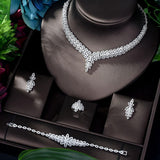 Wonderful Sparkling Designer AAAA+ Zirconia Diamonds Shining 4 piece Wedding Bridal Jewelry Set
