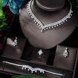 Glamorous Designer AAAA+ Quality CZ Diamonds 4 piece Necklace Earring Ring Bracelet Bridal Wedding Jewelry Set - BridalSparkles