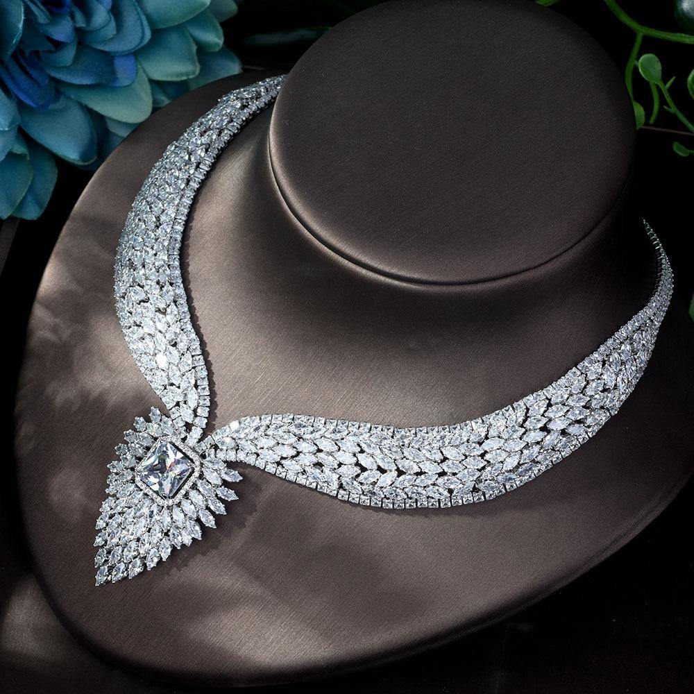 Top Quality Designer AAAA+ CZ Diamond Geometric 4 piece Bridal Wedding Jewelry Set - BridalSparkles