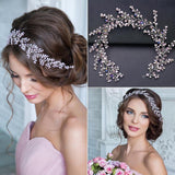 Trendy Purple Handmade Crystal Pearl Wedding Bridal Headband Tiara