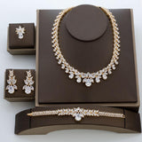 Luxury Dazzling  AAAA+ Cubic Zirconia Diamonds Water Drop 4 piece Bridal Engagement Wedding Jewelry Set - BridalSparkles