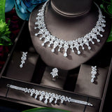 High Quality White Gold Color AAA+ Cubic Zirconia Diamonds Bridal Wedding Set