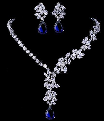 Unique Design AAA+ Zircon Diamonds and Crystals Choker Necklace Stud Earrings Bridal Wedding Jewelry Set - BridalSparkles