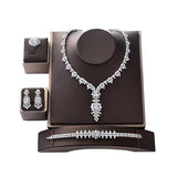 Splendid Vintage AAAA+ High Quality Cubic Zircon Diamonds 4 Piece Bridal Jewelry Jet - BridalSparkles