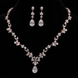 Gorgeous AAA+ CZ Diamond Stones Flower Design Wedding Jewelry Set - BridalSparkles
