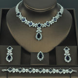 Brilliant Designer AAAA+ Cubic Zirconia Crystals 4 piece Wedding Bridal Jewelry Set - BridalSparkles