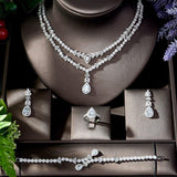 New Delicate Designer AAAA+ Shining Zirconia Diamonds 4 piece Bridal Wedding Wedding Jewelry Set - BridalSparkles
