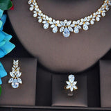 2021 New Luxury Design Gold Color AAA+ CZ Diamonds Wedding Jewelry Set