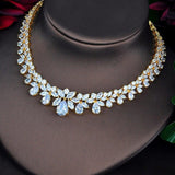 2021 New Luxury Design Gold Color AAA+ CZ Diamonds Wedding Jewelry Set - BridalSparkles