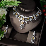 Elegant Famous Design AAAA+ Cubic Zirconia Diamond Crystals Water Drop Shape Bridal Jewelry Set - BridalSparkles