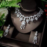 Elegant Famous Design AAAA+ Cubic Zirconia Diamond Crystals Water Drop Shape Bridal Jewelry Set - BridalSparkles