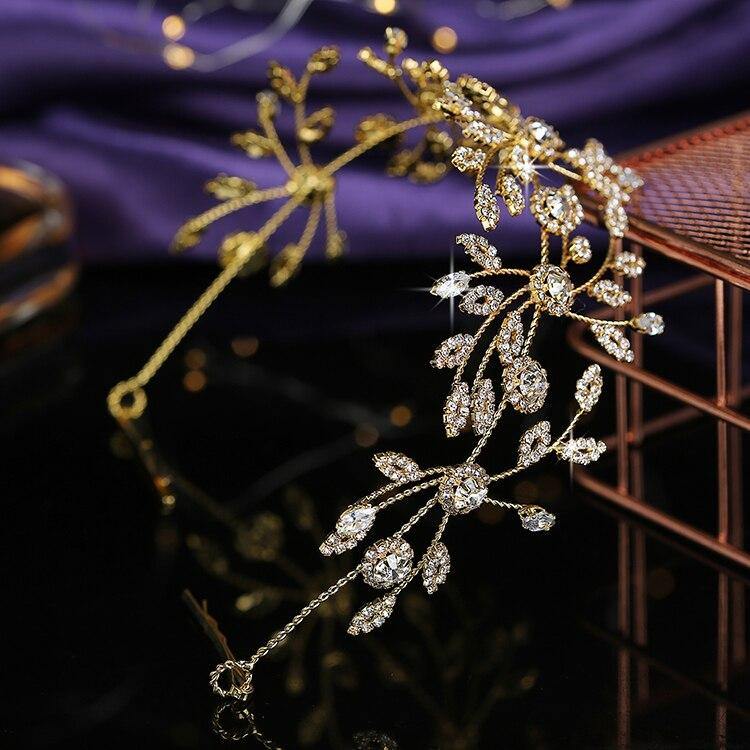 Elegant Leaves Design AAAA+ Quality Zircon Diamonds  Bridal Hair Accessory - BridalSparkles