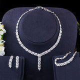 Impressive Micro Pave AAA+ High Quality Cubic Zircon Dangle Drop Flower Leaf  Wedding Jewelry Set