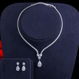 Lovely AAAA+ Cubic Zirconia Diamonds Water Drop 2 Piece Jewelry Set