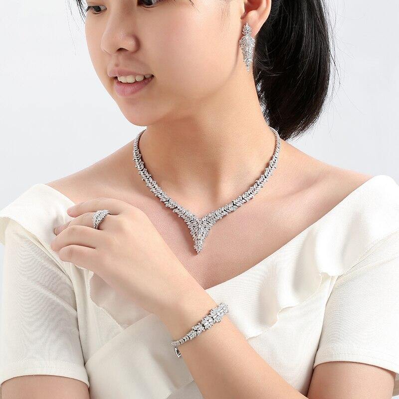 Elegant AAAA+ High Quality Cubic Zirconia Diamonds Luxury Wedding Bridal Jewelry Set - BridalSparkles