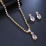 Delicate AAAA+ Quality Cubic Zirconia Crystal Women Earrings Necklace Bridal Wedding Jewelry Set - BridalSparkles