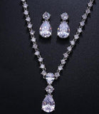 Delicate AAAA+ Quality Cubic Zirconia Crystal Women Earrings Necklace Bridal Wedding Jewelry Set - BridalSparkles