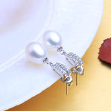 Elegant Wedding Jewelry Sets Natural Freshwater Pearl Silver Color Pendant Drop Earrings and Ring - BridalSparkles