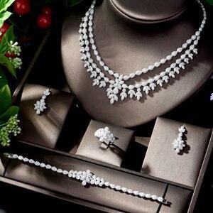 Charming Designer AAAA+ Zircon Diamonds 4 piece Bridal Wedding Jewellery Set - BridalSparkles