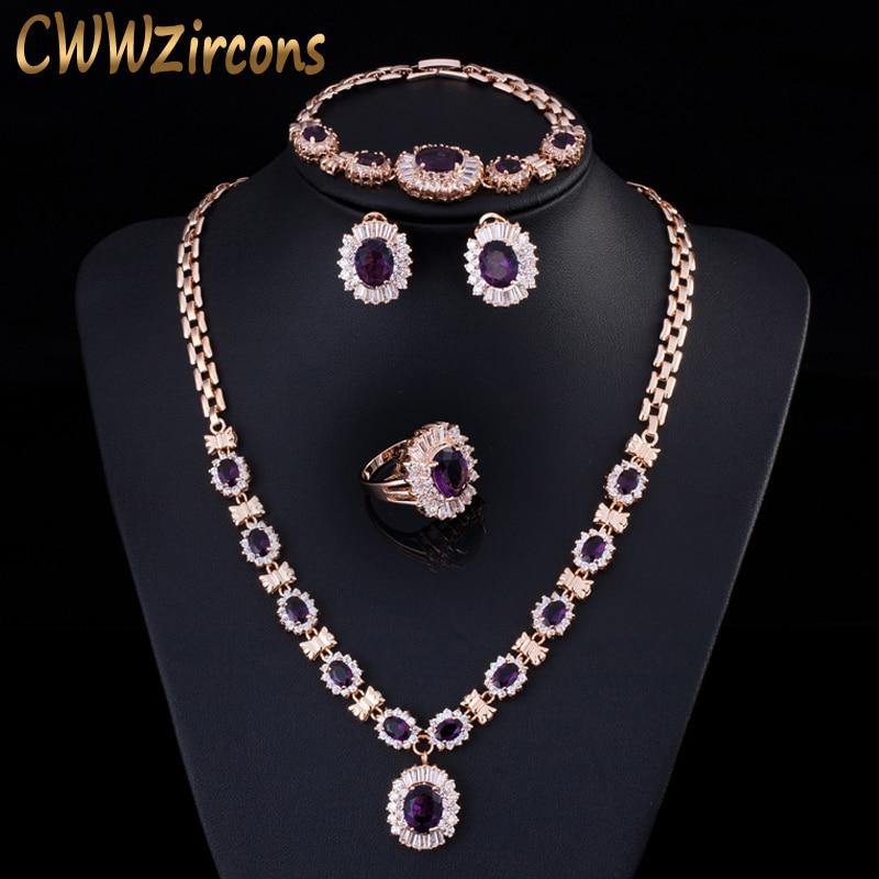 Wonderful 4 Piece Luxury Multi Color AAA+ Cubic Zirconia Diamonds Set - BridalSparkles