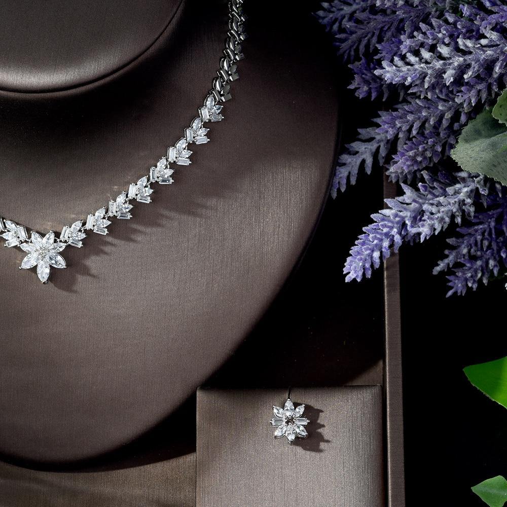 Luxury Clear Brilliant Crystal AAAA Zirconia Bridal Jewelry Set - BridalSparkles
