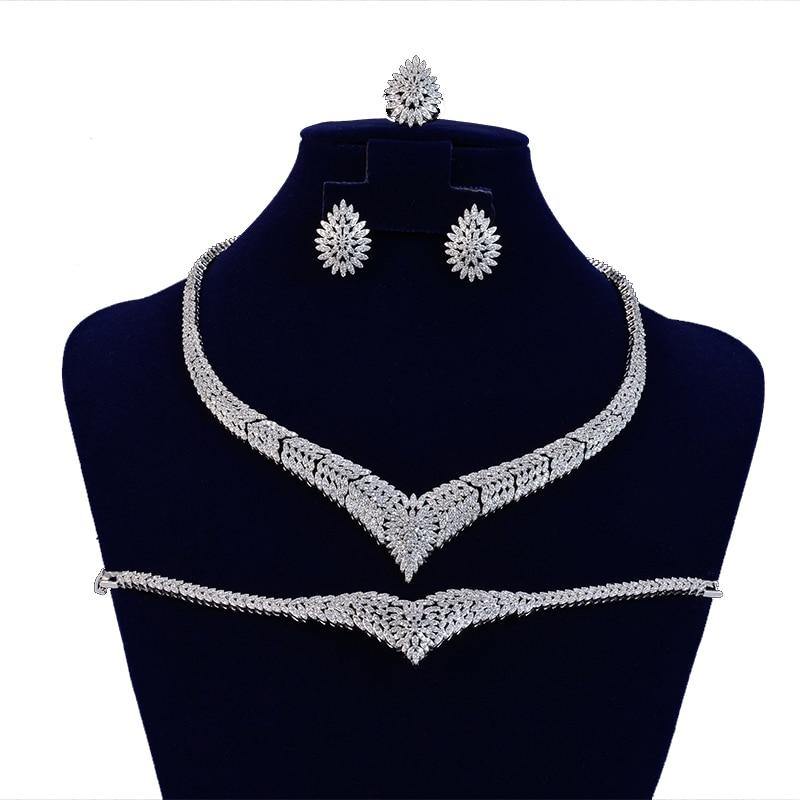 Magnificent High Quality AAAA+ Cubic Zirconia Diamonds 4 piece Bridal Wedding Jewelry Set - BridalSparkles