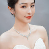 Brilliant AAA+ Quality Cubic Zircon Diamonds Necklace Earrings Wedding Bridal Jewelry Set - Best Seller - BridalSparkles