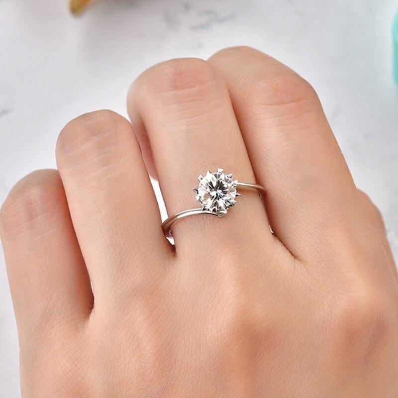 Snowflake Style I Carat Moissanite Solitaire Wedding Ring - BridalSparkles