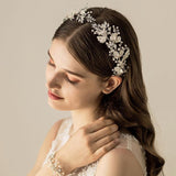 Delightful Bridal High Quality Crystals Wedding Headpiece Tiara Crown with Pearls - BridalSparkles