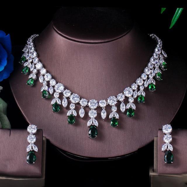Luxury Multicolor AAAA+ Cubic Zirconia 2 Piece Brilliant Big Long Drop Jewelry Set - BridalSparkles
