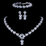 Luxury AAA+ Quality Zircon Diamond Crystals 3 Piece Bridal Wedding Jewelry Set