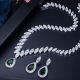 Alluring High Quality AAA+ Cubic Zirconia Wedding Necklace and Earrings Luxury Crystal Bridal Jewelry Set - BridalSparkles