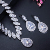 Alluring High Quality AAA+ Cubic Zirconia Wedding Necklace and Earrings Luxury Crystal Bridal Jewelry Set - BridalSparkles